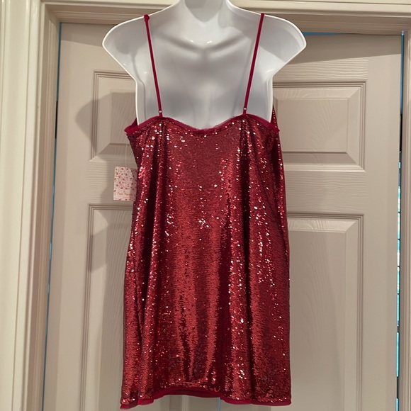 Free People NEW red time to shine slip dress sz L - Picture 3 of 6